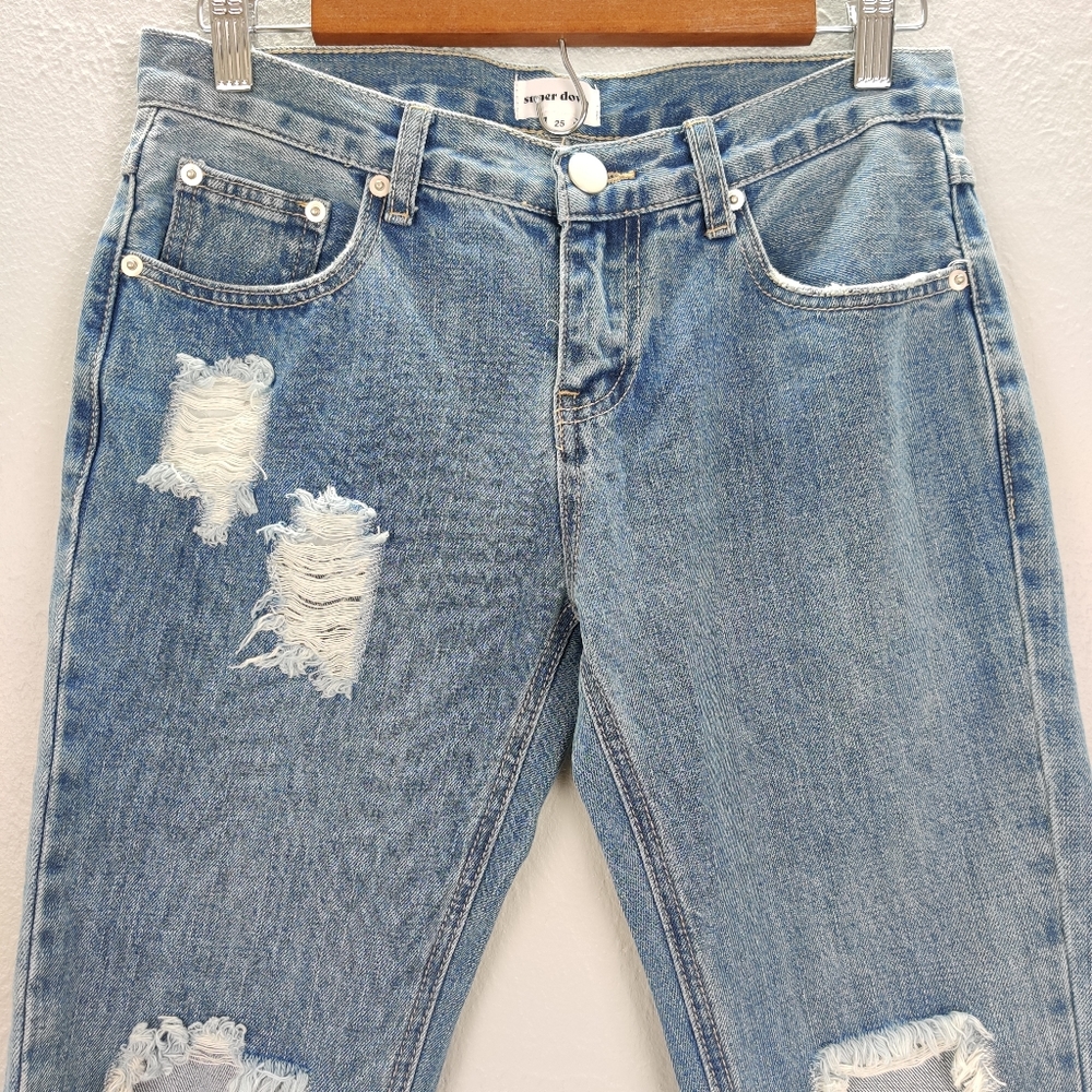 Revolve Superdown Distressed Busted Knee Jeans 25 - image 3